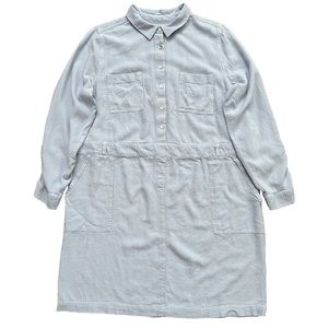 J.Jill Long Sleeve Button Shirt Dress Linen Blend Light Blue Womens Size M